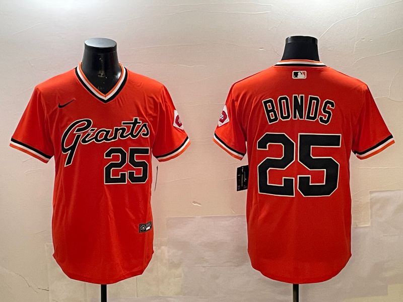 Men San Francisco Giants #25 Bonds Orange Throwback 2025 Nike MLB Jersey style 1->san francisco giants->MLB Jersey